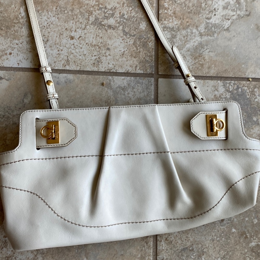 Salvatore ferragamo authentic cream shoulder bag